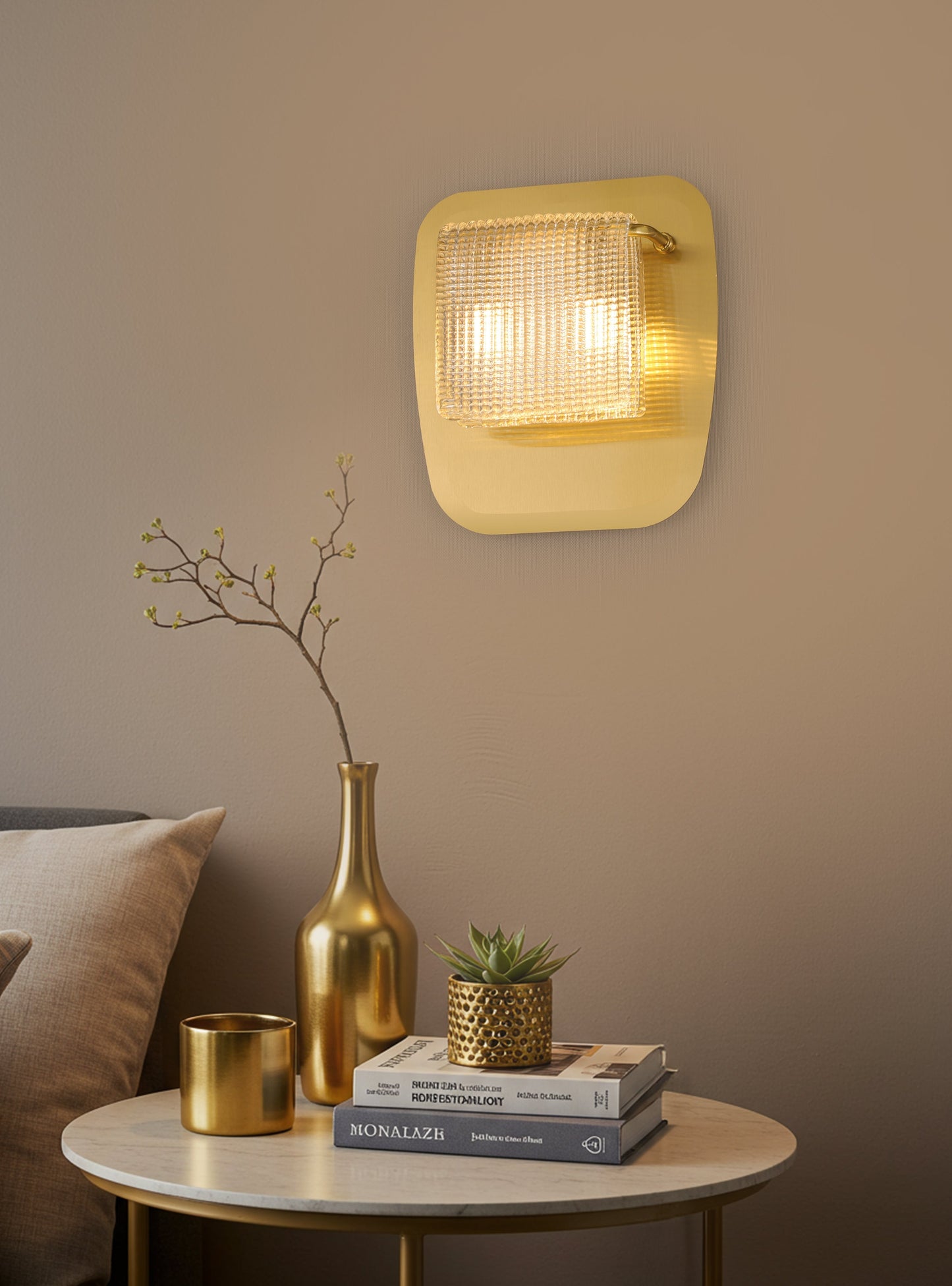 HDC Smoke & Amber Finish Luxury Glass Wall Light for Living Room