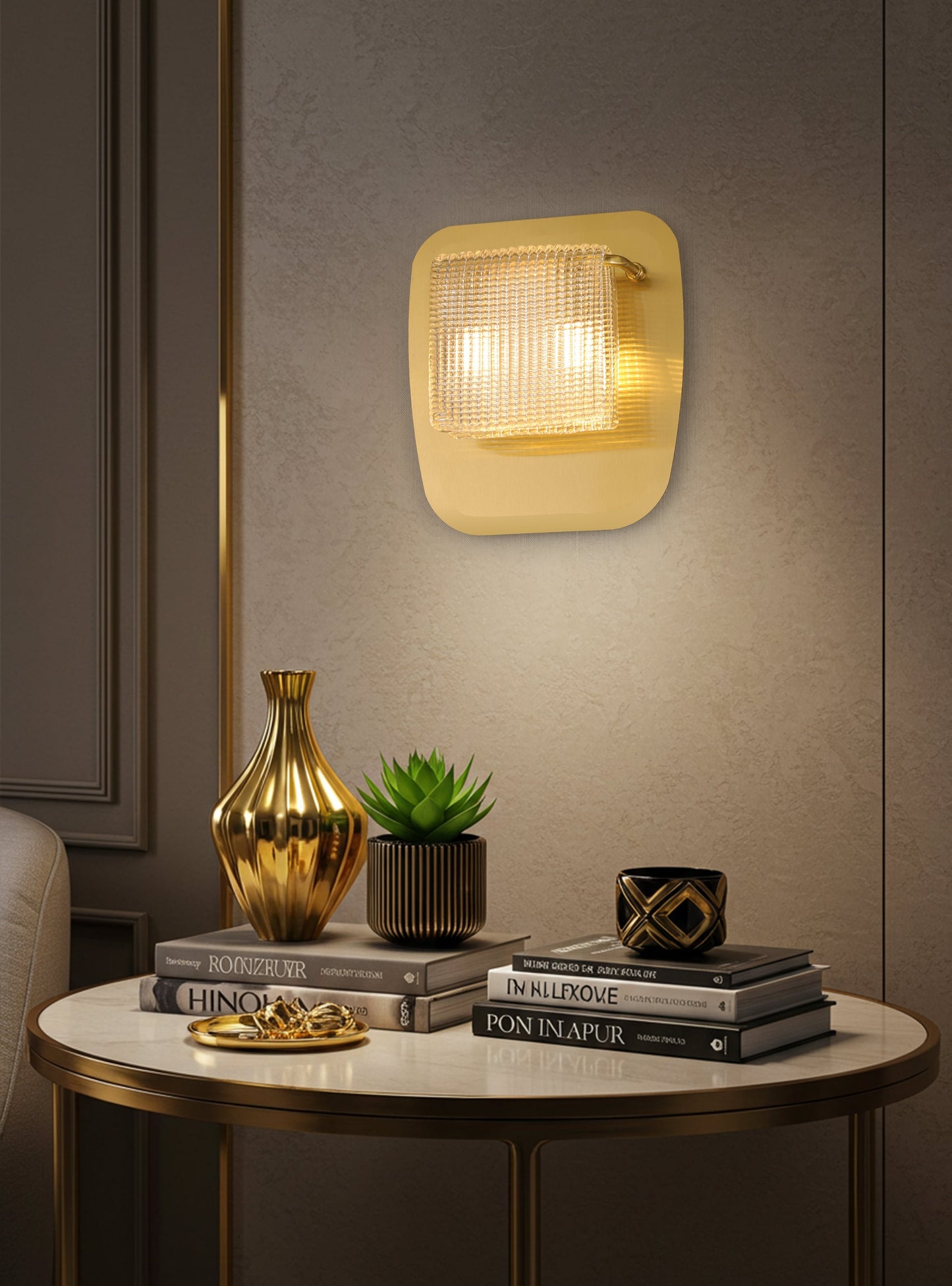 HDC Smoke & Amber Finish Luxury Glass Wall Light for Living Room