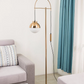 HDC Golden Electroplated Arch Standing Lamp Spherical Glass Lampshade Contemporary Floor Lamp for Reading, Bedroom and Living Room