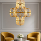 Hdc Iron Glass Circle Led Double Height Chandelier