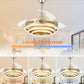 HDC Invisible Golden Rings Ceiling Fan Chandelier With Remote Control 4 Retractable Abs Blades - Tricolor