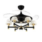 HDC Ceiling Fan Chandelier With 3 Layer Crystal Gold And Remote Control 4 Retractable Abs Blades - Warm White