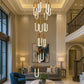Hdc 19-Lights Creative U-Shaped Tube Golden LED Double Height Long Stair Chandelier