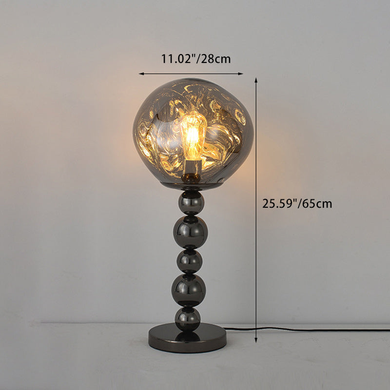 HDC Modern Smoky Glass Globe Table Lamp for Bedroom, Living Room