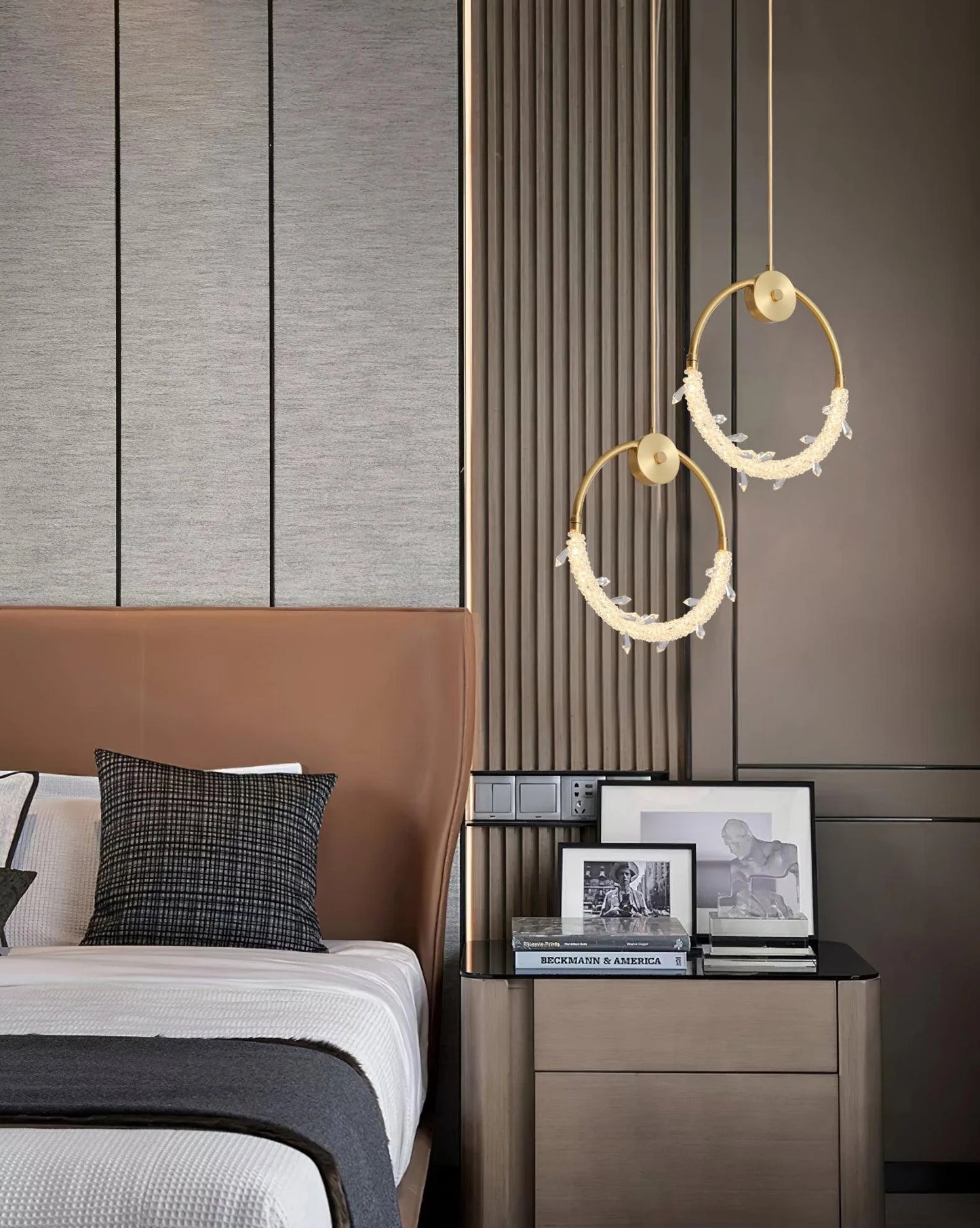 Hdc Modern Copper Led Ring Pendant Light For Bedroom, Living Room