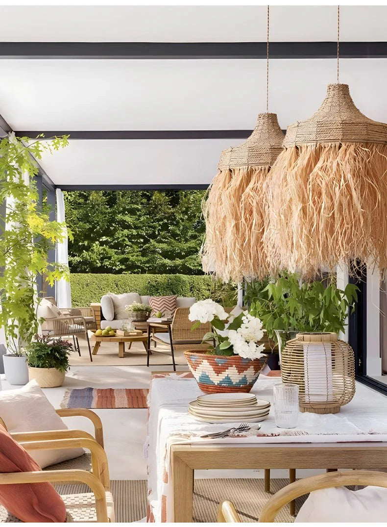 HDC Decorative Tassel Handcrafted Thread Shade Ceiling Hanging Pendant Light for Living Room, Bedroom & Café