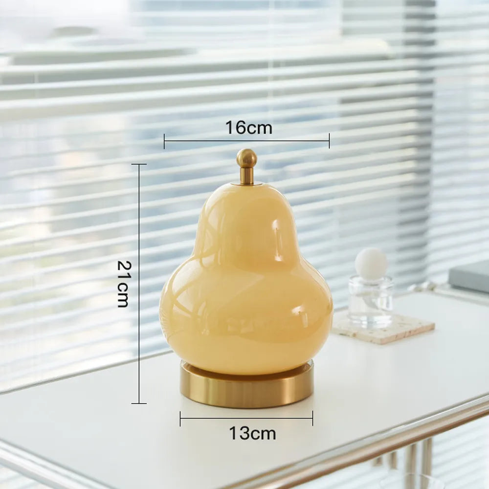 Hdc French Cream Pear Table Lamp Portable Rechargeable Touch Bedside Lamp