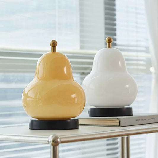 Hdc French Cream Pear Table Lamp Portable Rechargeable Touch Bedside Lamp