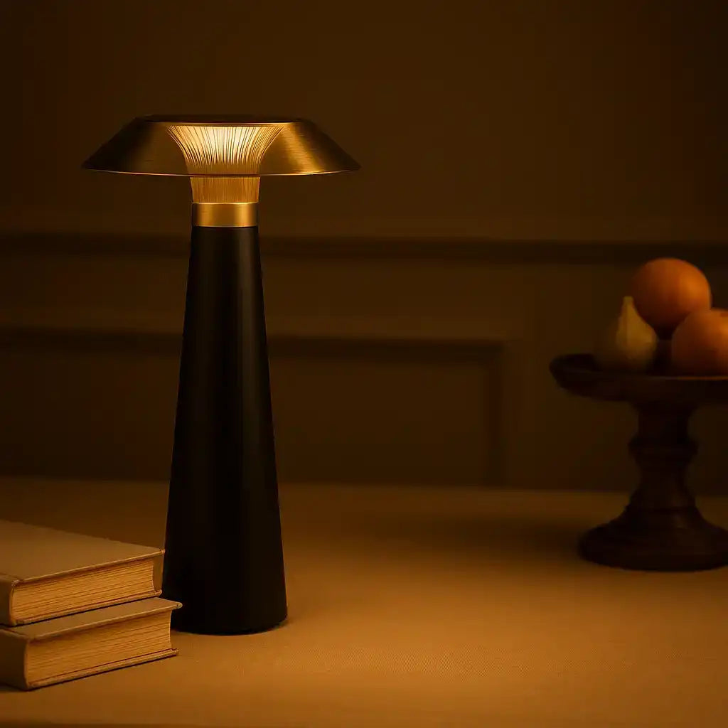 Hdc Wireless Table Lamp, Rechargeable Battery LED Desk Lamp with Touch Control Warmwhite Light,USB Charging Portable Lamp for Restaurant/Camping/Bar/Bedroom(Black)