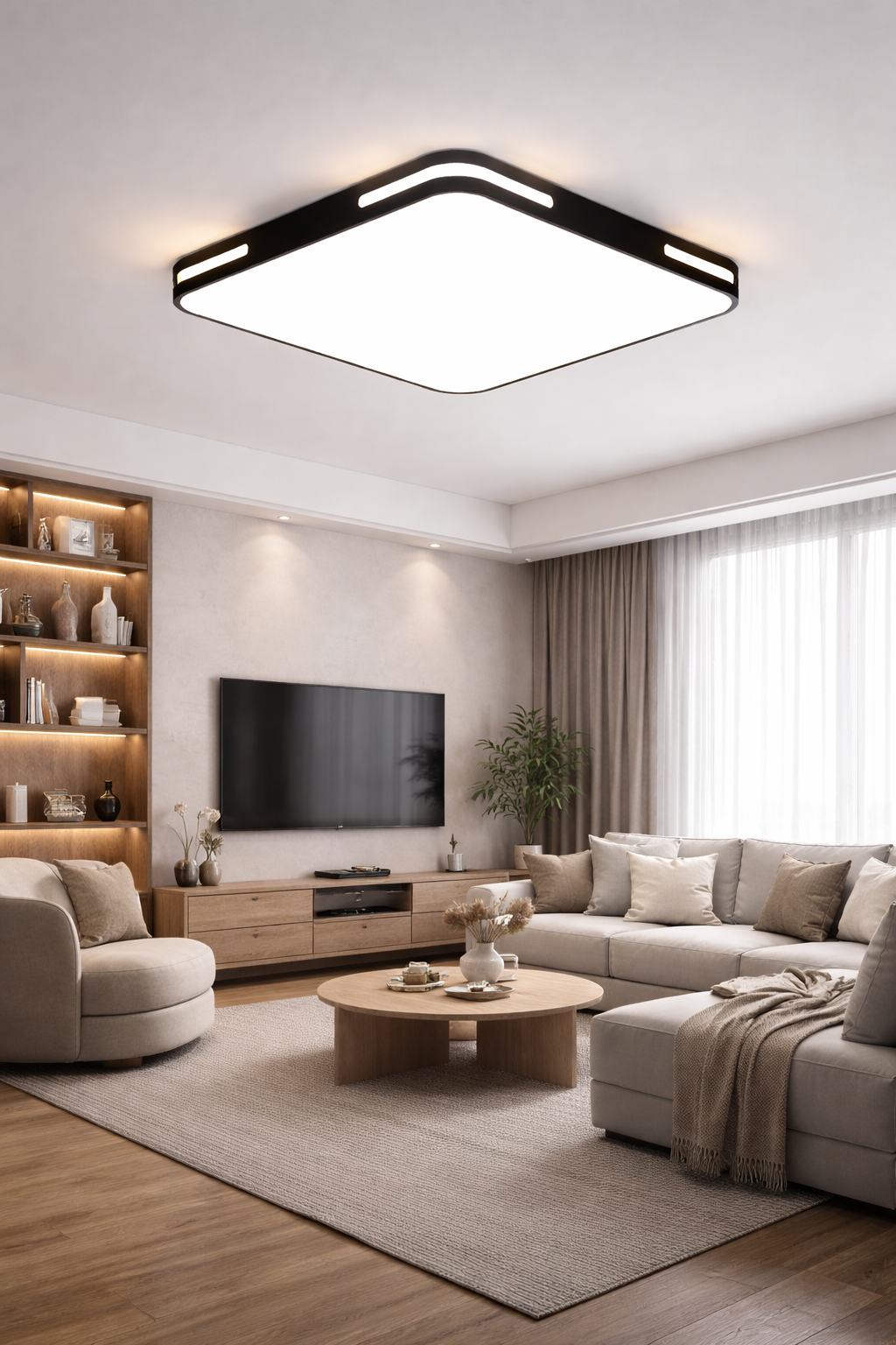 HDC Modern Black 470MM Square LED Ceiling Light for Bedroom, Living Room