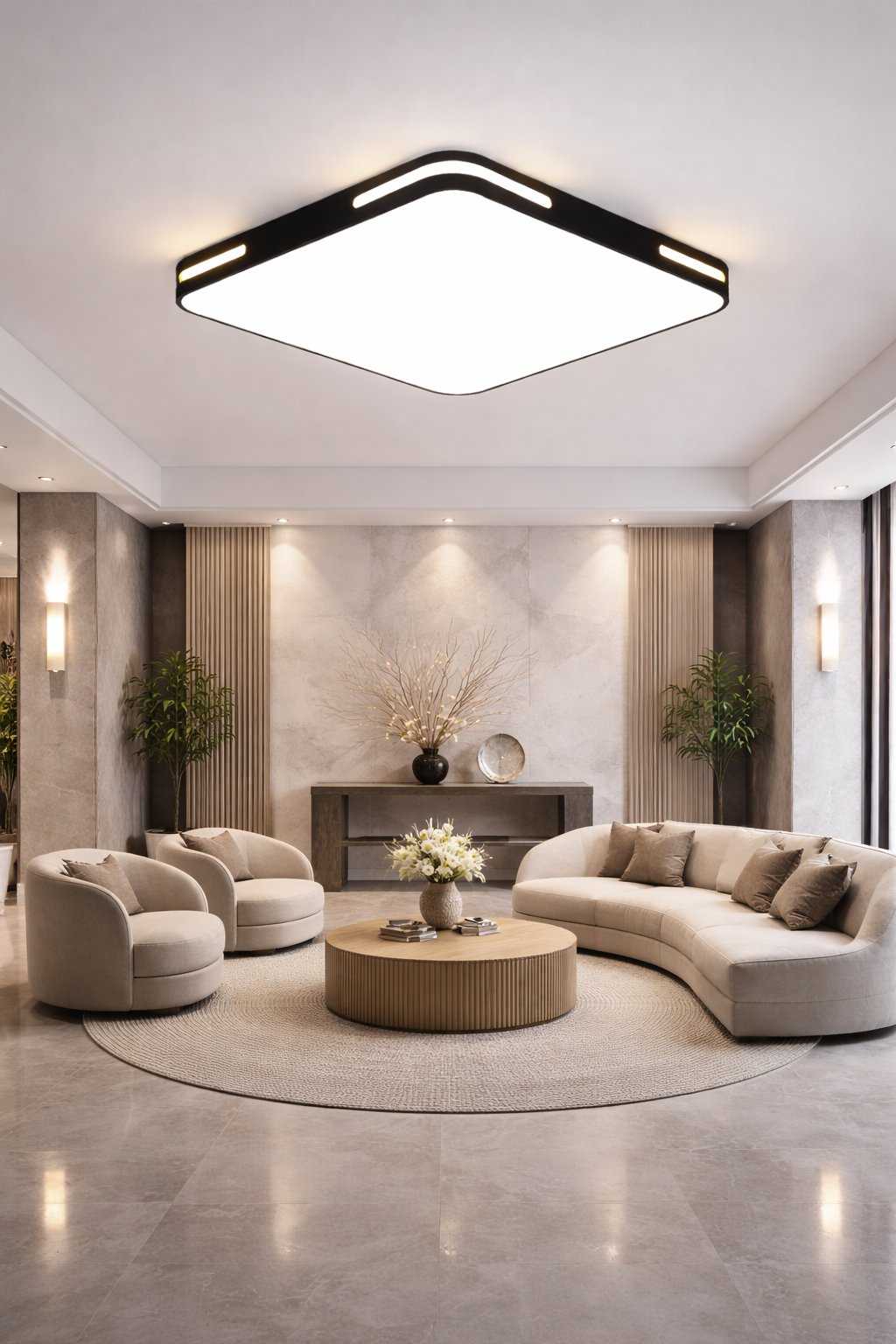 HDC Modern Black 470MM Square LED Ceiling Light for Bedroom, Living Room