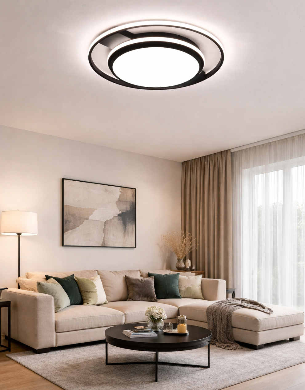 HDC Modern Black 500MM Ceiling Light with Sleek Bar Design for Bedroom