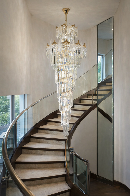 HDC 1800/2500mm Premium Crystal Double Height Staircase Chandelier for Staircase, Lobby