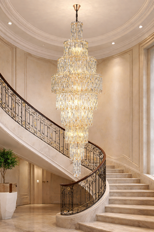 HDC 1750mm Luxury Multi-Tier Crystal Double Height Chandelier for Staircase & Lobby