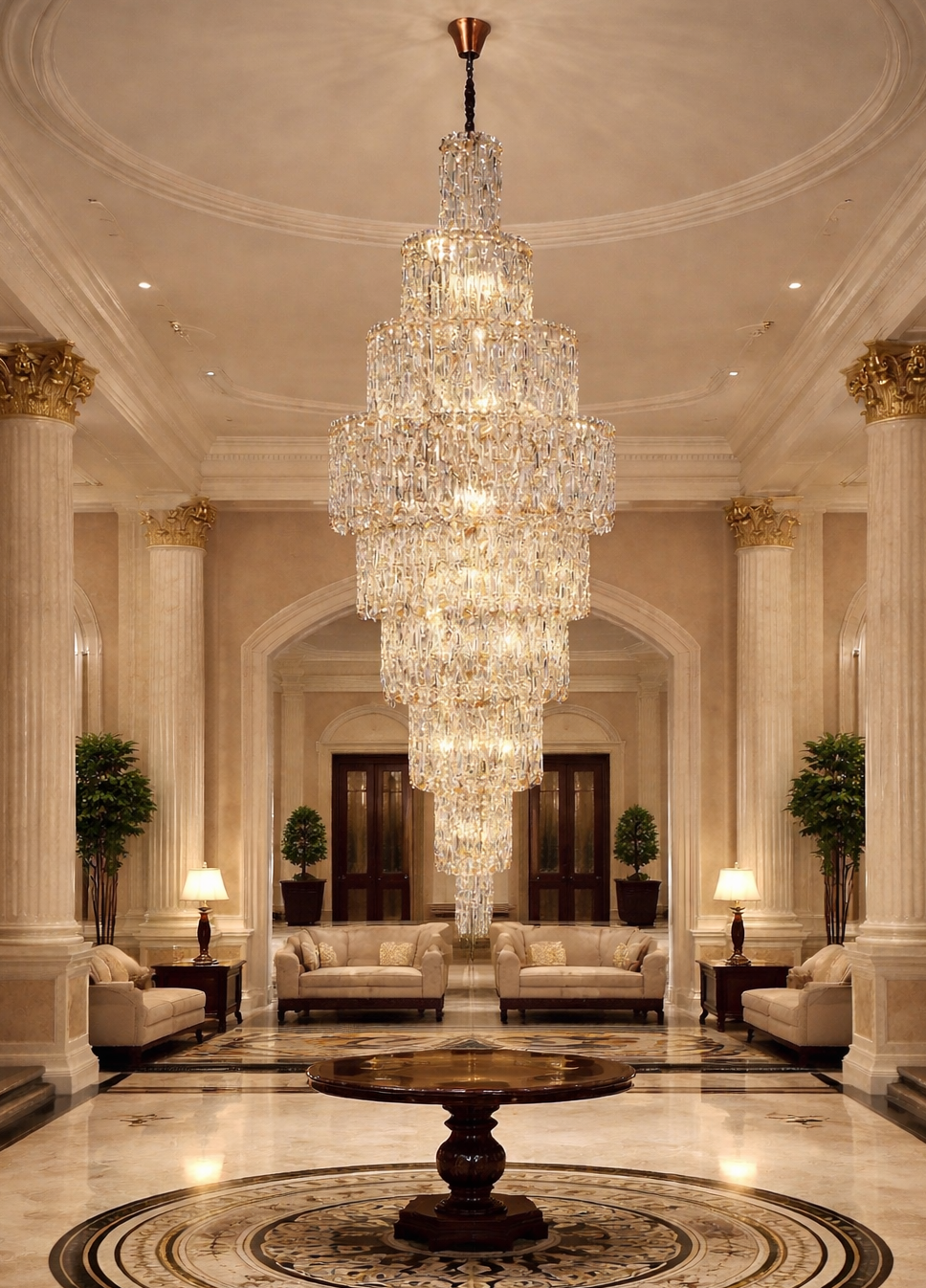 HDC 1750mm Luxury Multi-Tier Crystal Double Height Chandelier for Staircase & Lobby