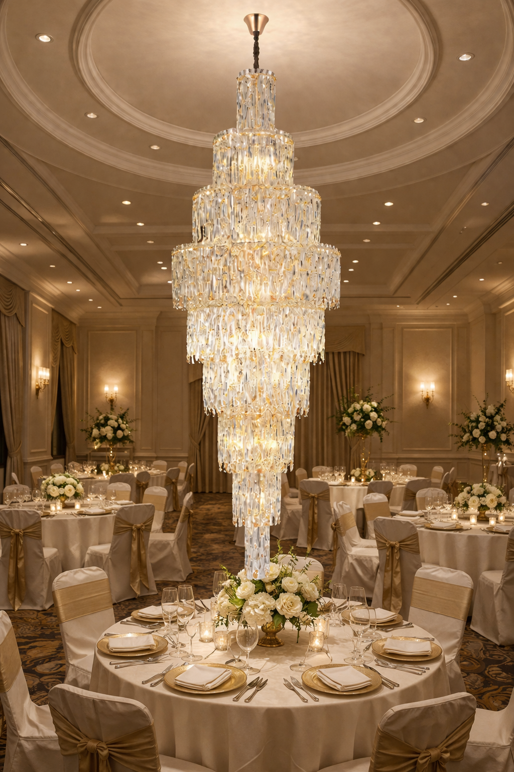 HDC 1750mm Luxury Multi-Tier Crystal Double Height Chandelier for Staircase & Lobby