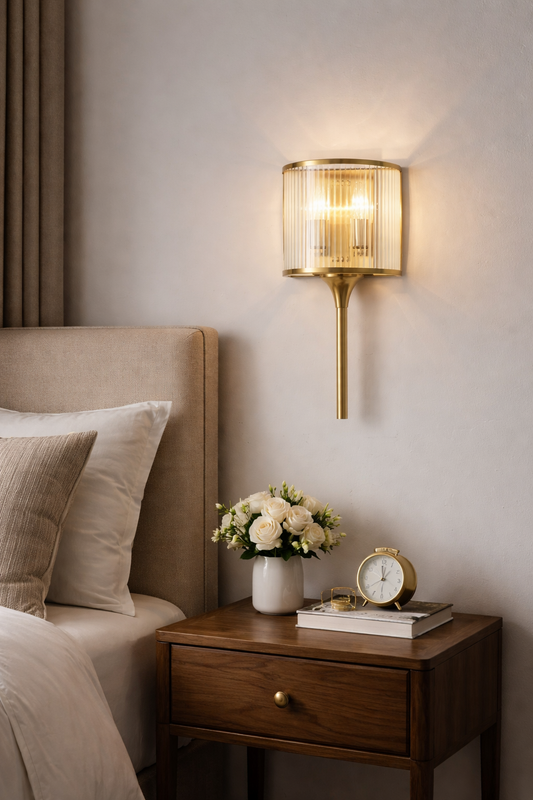 HDC Modern Designer Wall Sconce Luxury Gold Glass Wall Light for Bedroom, Living Room