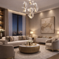 HDC Premium Floating Crystal Ribbon Glow Luxury Chandelier in Gold Finish