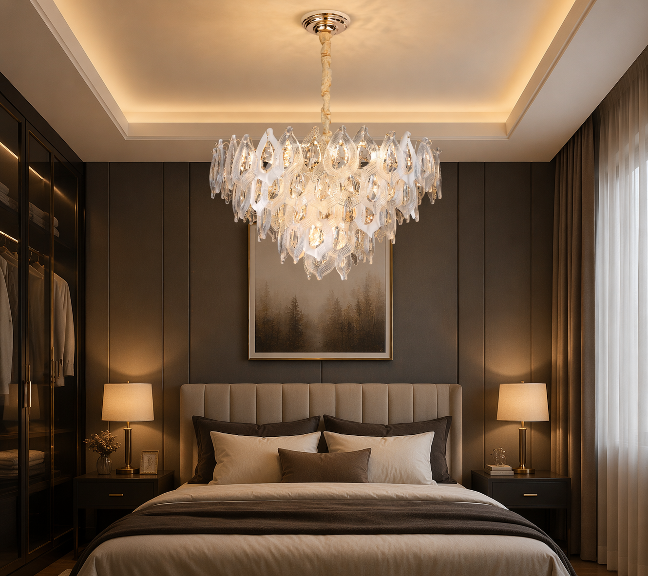 HDC 800mm Premium Luxury Crystal Ring Chandelier for Bedroom, Living Room