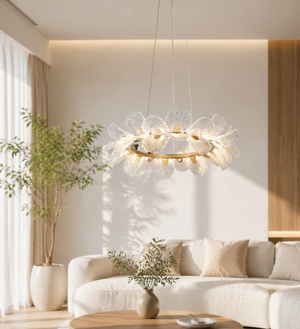 HDC 800mm Luxury Floral Crystal Ring Chandelier for Bedroom