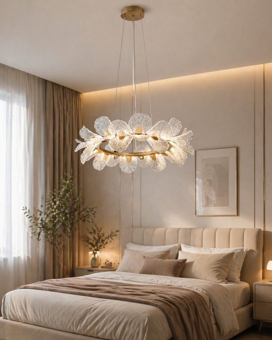 HDC 800mm Luxury Floral Crystal Ring Chandelier for Bedroom
