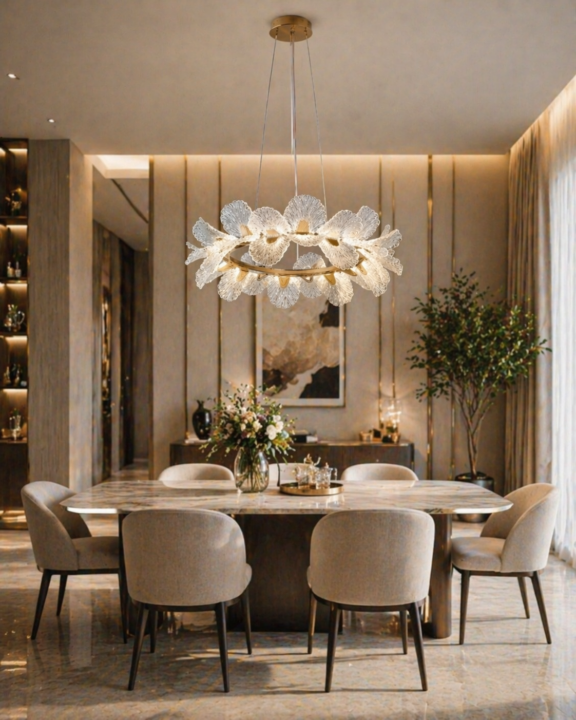 HDC 800mm Luxury Floral Crystal Ring Chandelier for Bedroom
