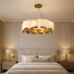 HDC 800mm Gold Finish Premium Marble Ring Chandelier for Bedroom, Living Room, Lobby
