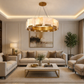 HDC 800mm Gold Finish Premium Marble Ring Chandelier for Bedroom, Living Room, Lobby