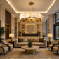 HDC 800mm Gold Finish Premium Marble Ring Chandelier for Bedroom, Living Room, Lobby