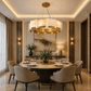 HDC 800mm Gold Finish Premium Marble Ring Chandelier for Bedroom, Living Room, Lobby