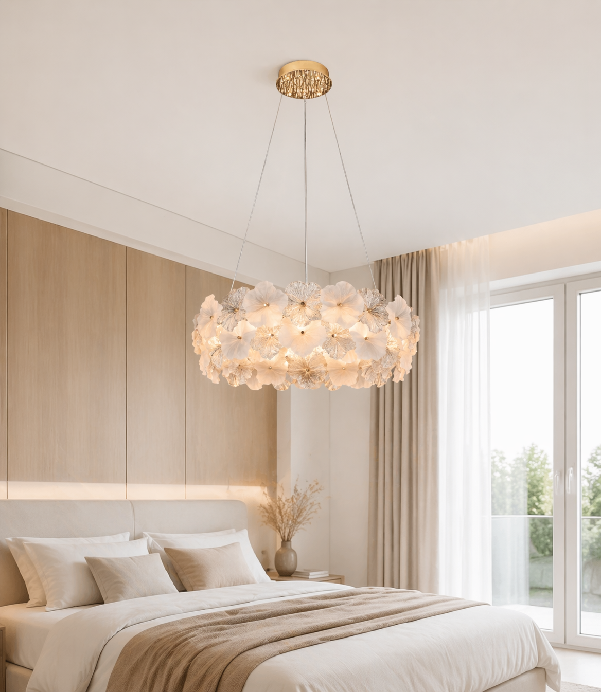 HDC 800mm Luxury Floral Crystal Ring Chandelier  for Living Room, Dining Area, Bedroom & Lobby