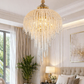 HDC Gold 600mm Luxury Crystal Cascade Chandelier for Bedroom, Lobby