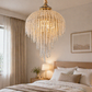 HDC Gold 600mm Luxury Crystal Cascade Chandelier for Bedroom, Lobby