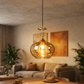 HDC Modern Amber/Smoke Glass Hanging Pendant Light for Bedroom, Living Room