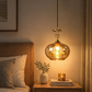 HDC Modern Amber/Smoke Glass Hanging Pendant Light for Bedroom, Living Room
