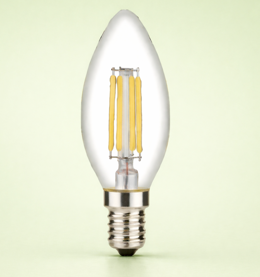 HDC Premium LED Candle Filament Bulb 4W Warm White E14 Decorative Light - Pack of 2