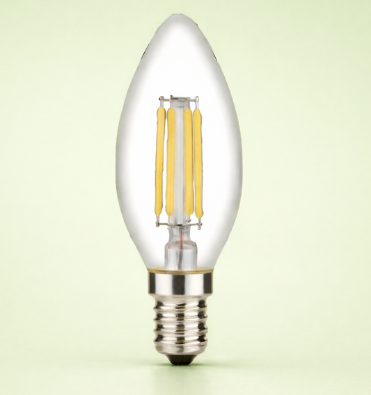 HDC Premium LED Candle Filament Bulb 4W Warm White E14 Decorative Light - Pack of 2