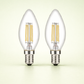 HDC Premium LED Candle Filament Bulb 4W Warm White E14 Decorative Light - Pack of 2