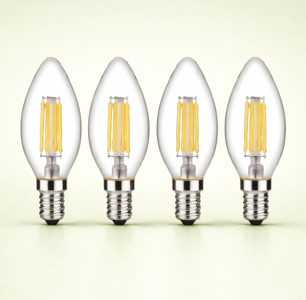 HDC Premium LED Candle Filament Bulb 4W Warm White E14 Decorative Light - Pack of 2