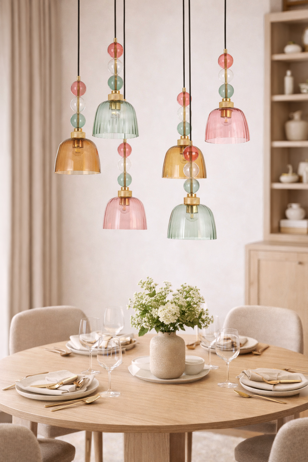 HDC Premium Multicolor Glass Cluster Chandelier Light for Bedroom, Living Room