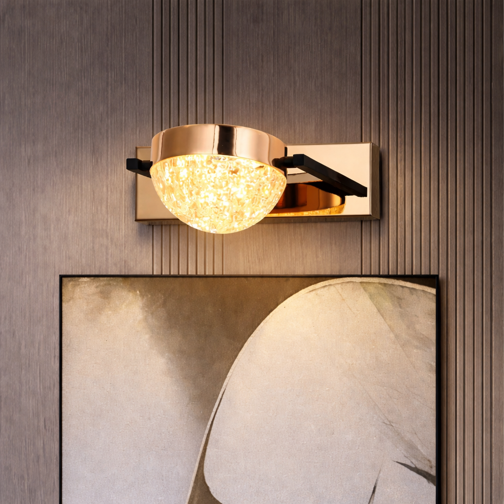 HDC Premium Rose Gold Crystal Glow Vanity Mirror Light for Bathroom