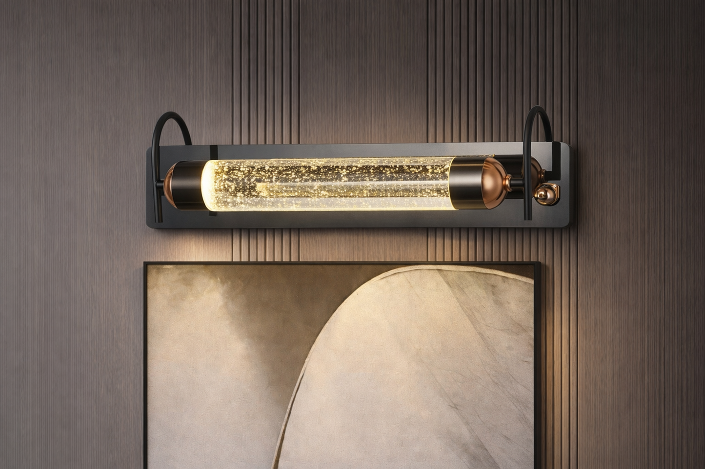 HDC Modern Black & Copper Luxury Bubble Glass Mirror Light