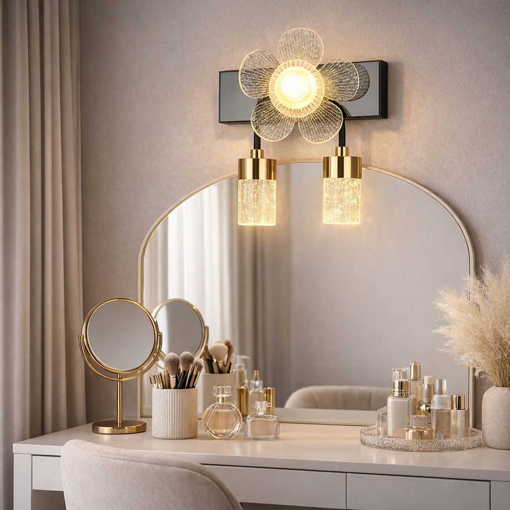 HDC Premium Dual Glow Floral Crystal Mirror Light for Vanity & Bathroom Spaces