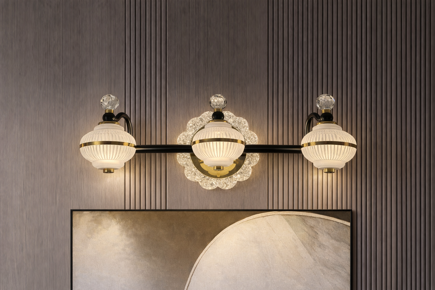 HDC 3 Light Luxury Triple Globe Mirror Light for Bathroom, Vanity Areas