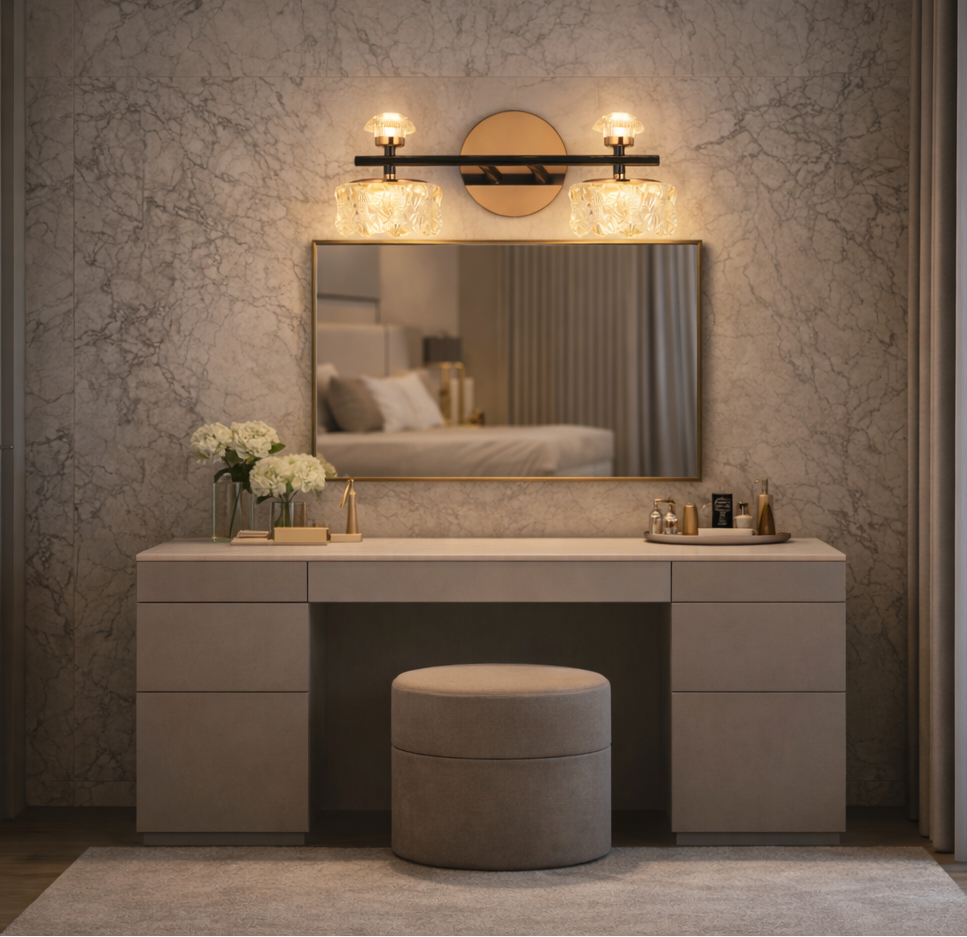 HDC Modern Crystal Dual Mirror Light for Bathroom, Vanity Areas