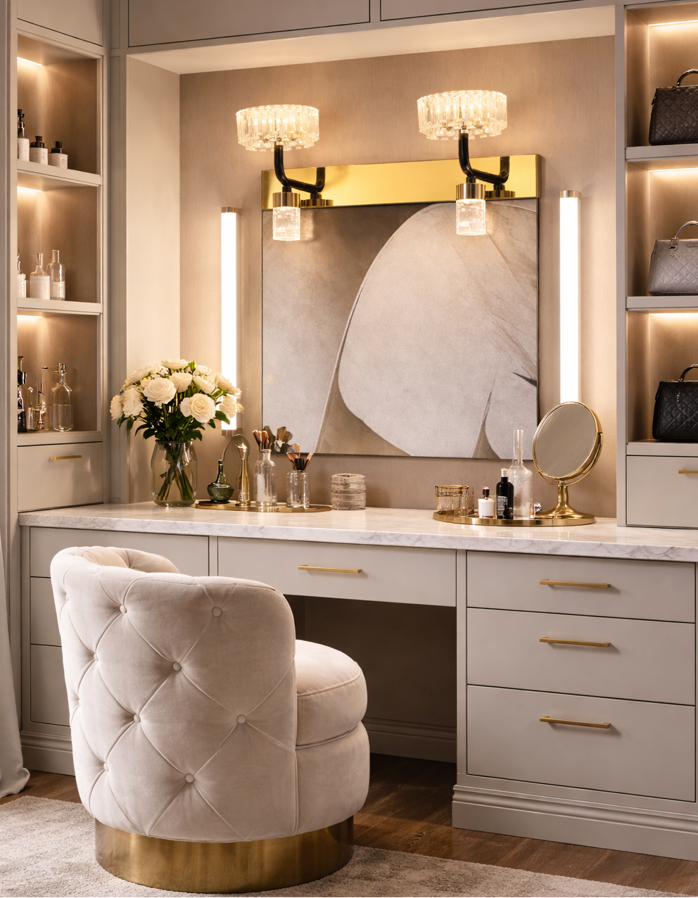 HDC Premium Black & Rose Gold Dual Crystal Vanity Mirror Light