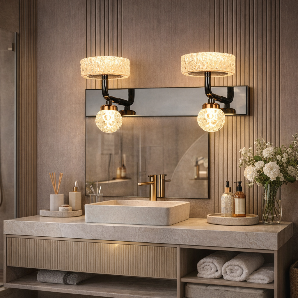 HDC Premium Dual Crystal Vanity Mirror Light for Washroom, Vanity Area