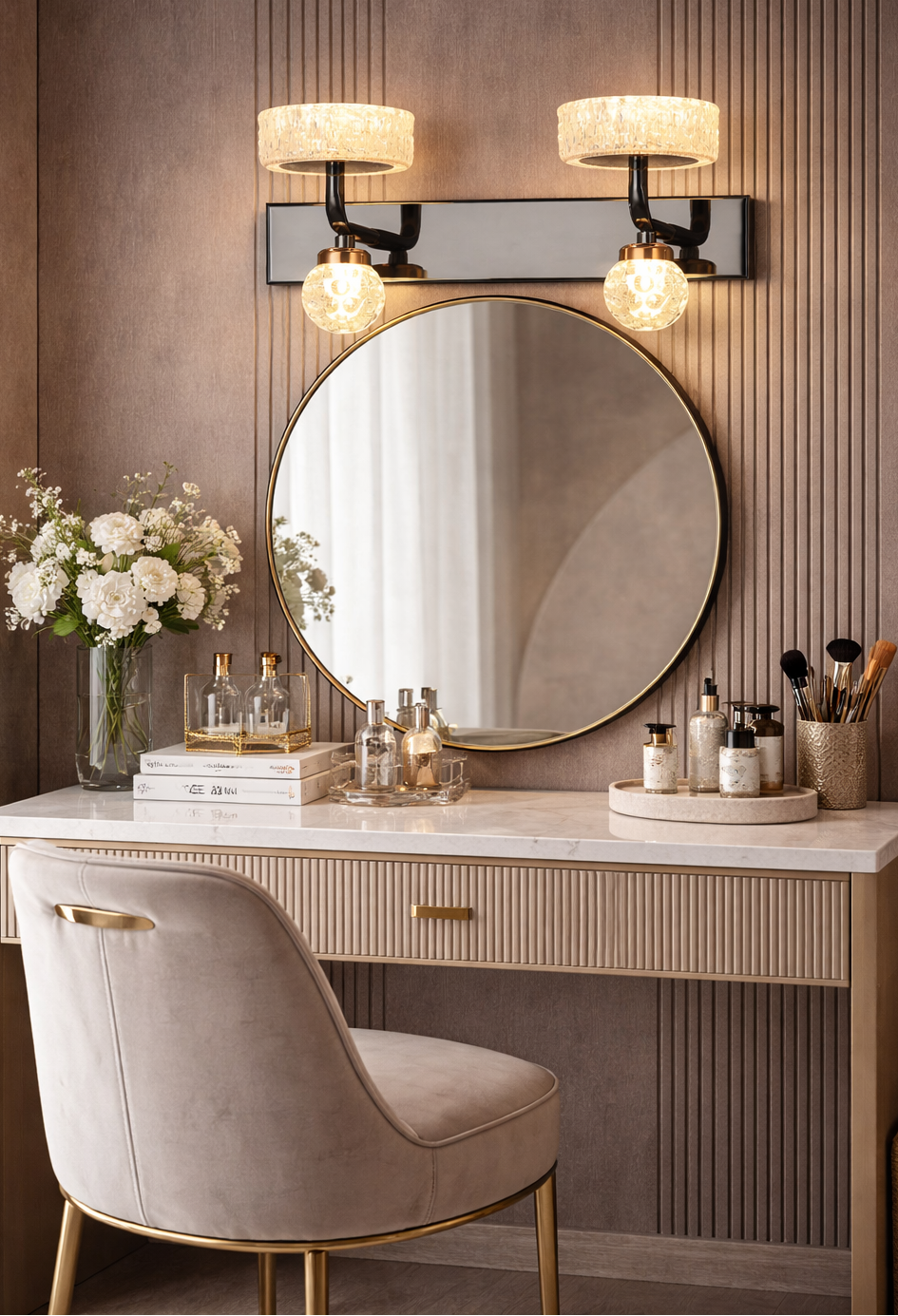 HDC Premium Dual Crystal Vanity Mirror Light for Washroom, Vanity Area