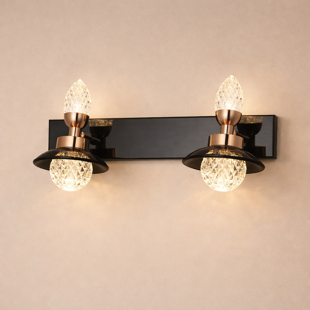 HDC Premium Rose Gold & Black Crystal Dual Head Mirror Light