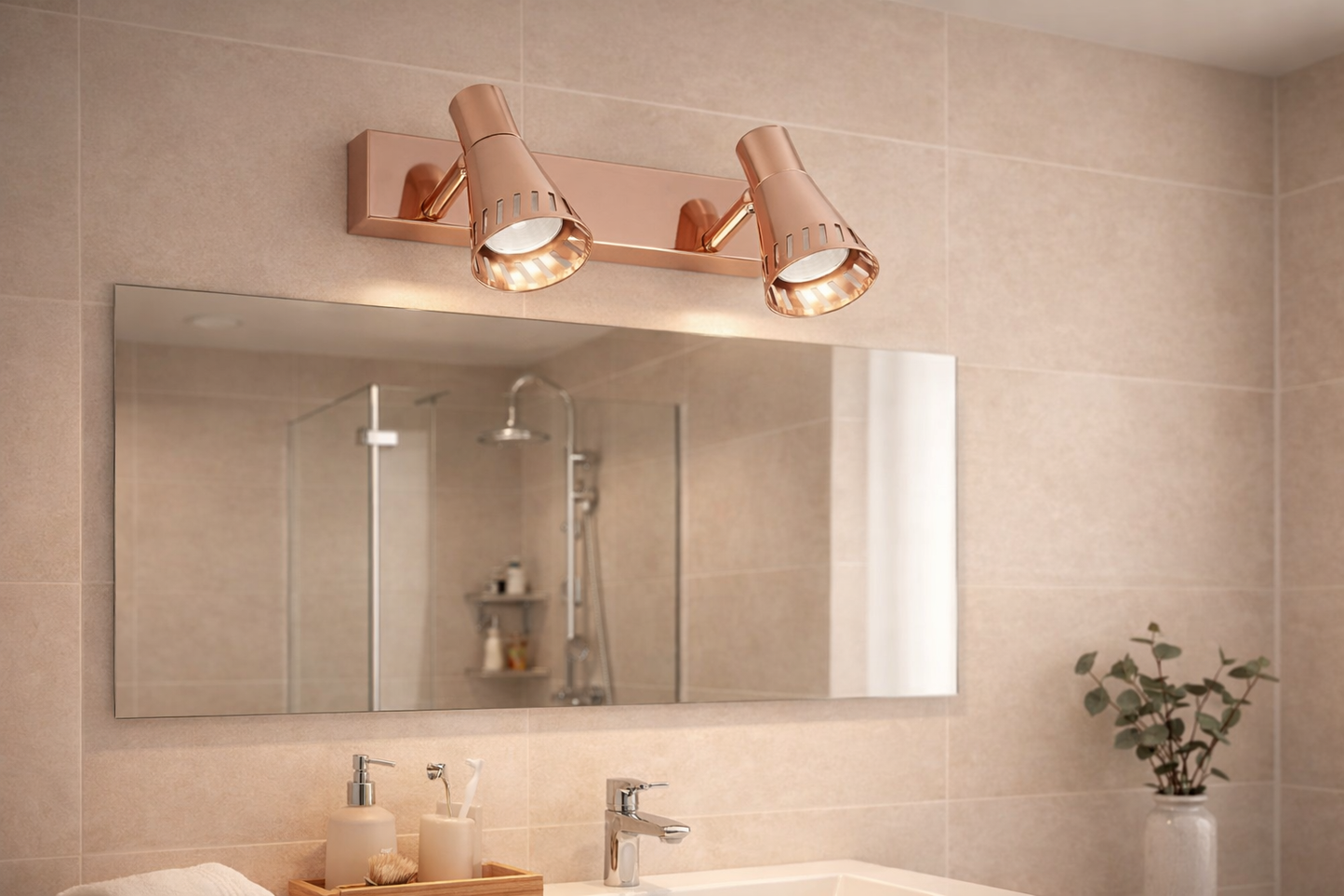 HDC 18/12/6 Watt Premium Rose Gold Finish Adjustable Mirror Light for Bathroom, Vanity